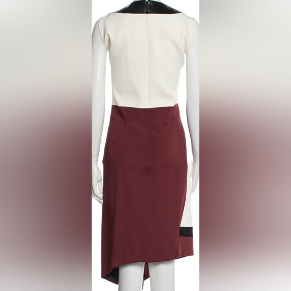 ◇$3,800 NEW W TAG J. MENDEL LEATHER LACE ASYMMETRIC MAROON MULTI RUNWAY DRESS 10 - Picture 6 of 10